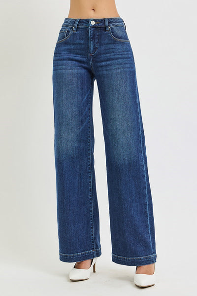 Tummy Control Mid Rise Wide Leg Jean