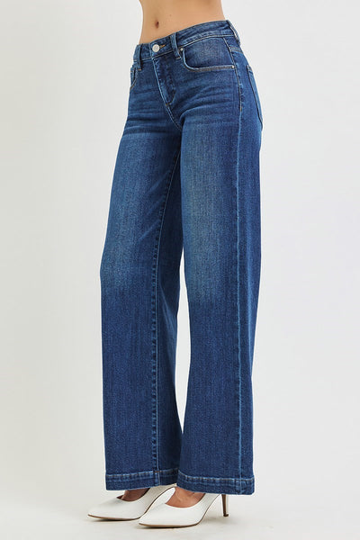 Tummy Control Mid Rise Wide Leg Jean