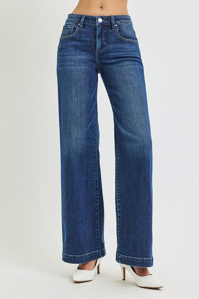 Tummy Control Mid Rise Wide Leg Jean
