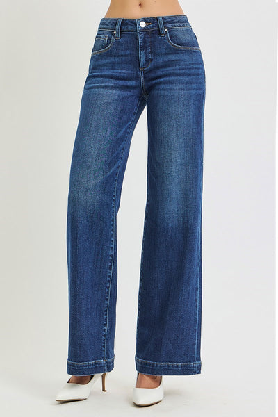 Tummy Control Mid Rise Wide Leg Jean
