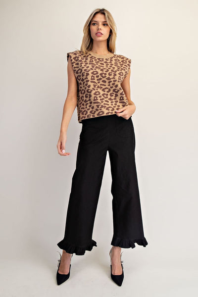 Leopard Printed Sleeveless Sweater