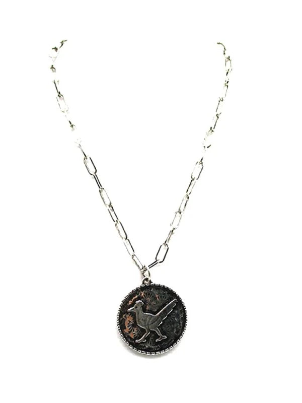 Alder Fashion Round Concho Roadrunner Necklace - 18"