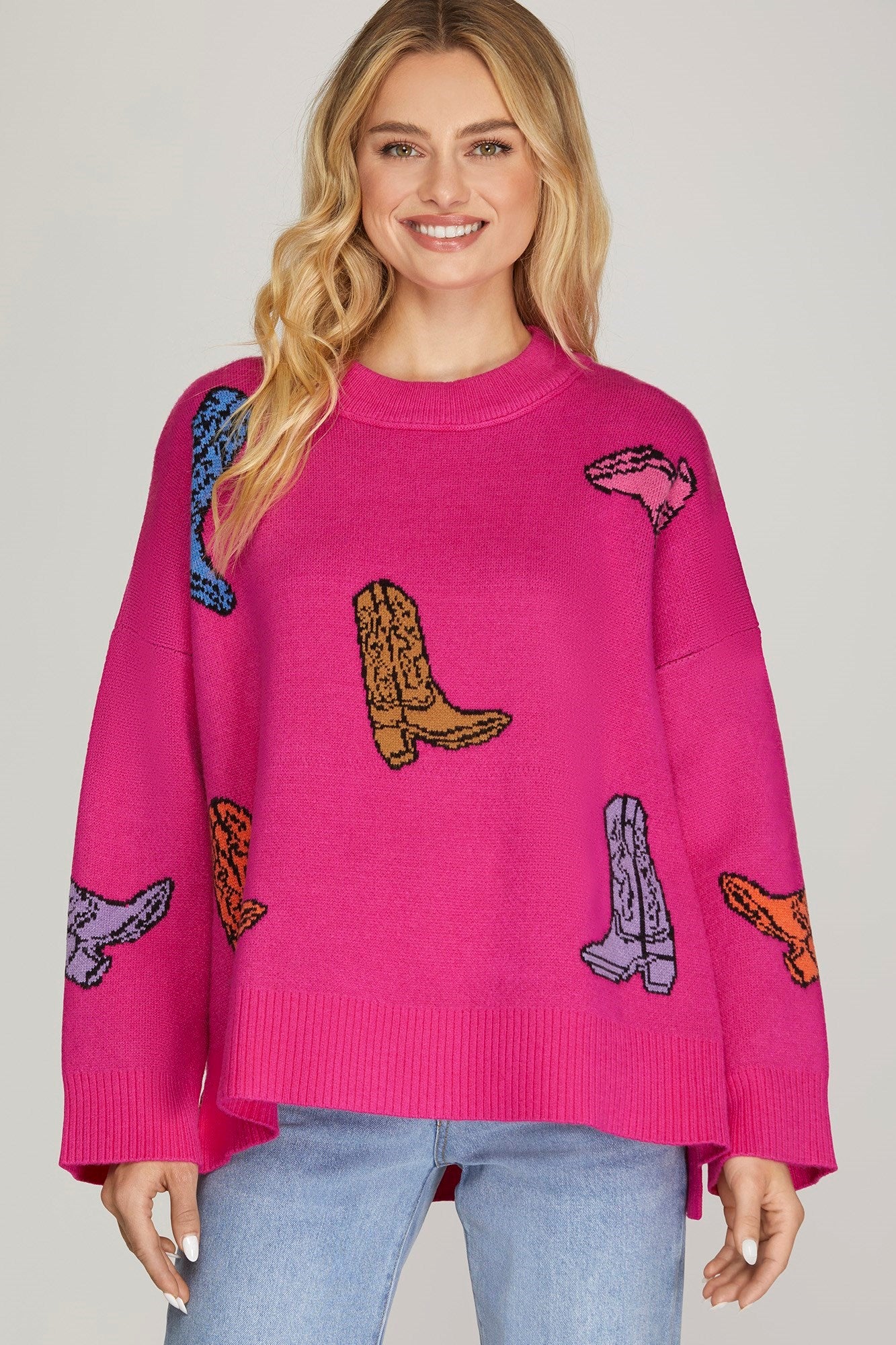 Hot Pink Boot Sweater