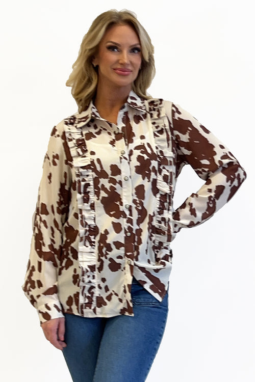 Cowhide Ruffle Blouse