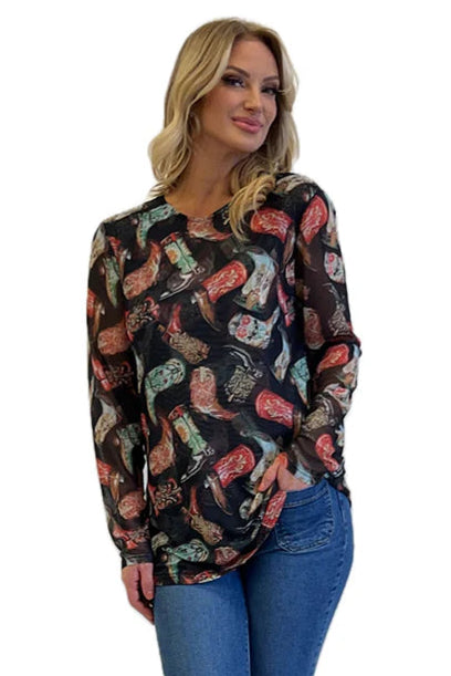 Katie Boots Mesh Top