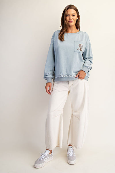 Mineral Washed Boot Motif Sweatshirt
