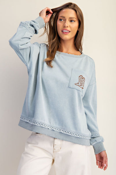 Mineral Washed Boot Motif Sweatshirt
