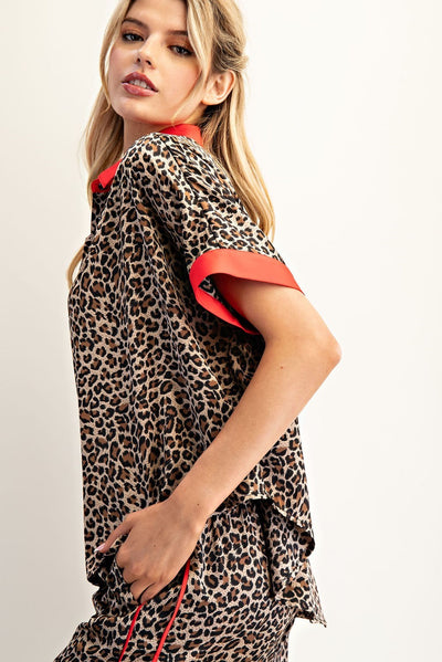 Leopard Side Contrast Top &  Pants