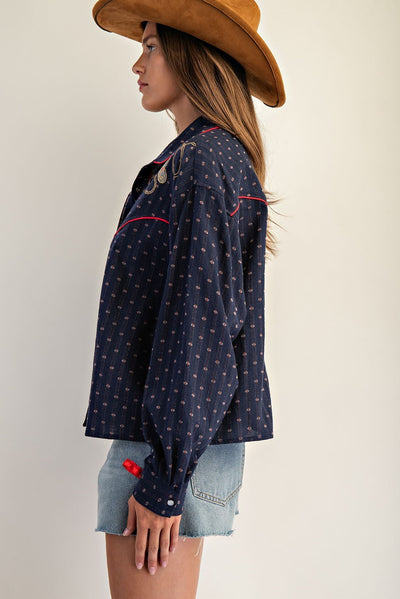 Western Embroidered Button Down Shirt