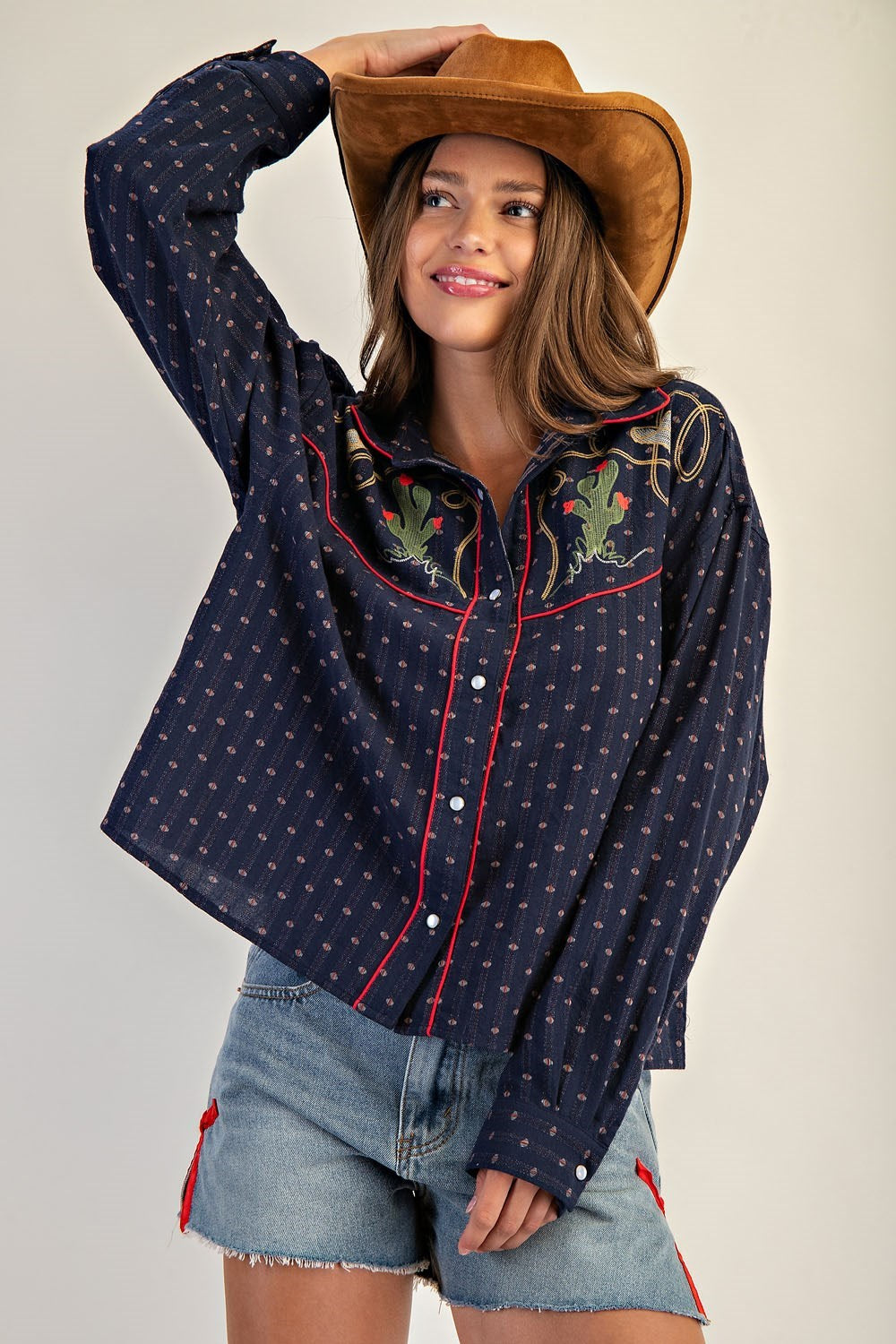 Western Embroidered Button Down Shirt