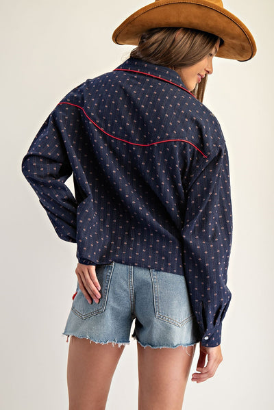 Western Embroidered Button Down Shirt