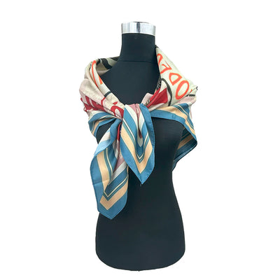 Americana scarf tied on dark bust