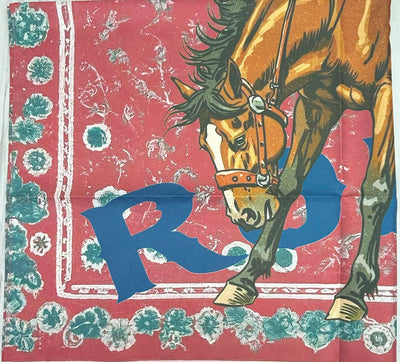 red and blue bronc rider scarf