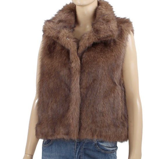 Brown Faux Fur Vest - One Size