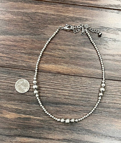 Knox Varied Bright Fashion Silver Bead Necklace - 15"