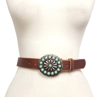 Oval Turquoise Fashion Stone Buckle & Belt