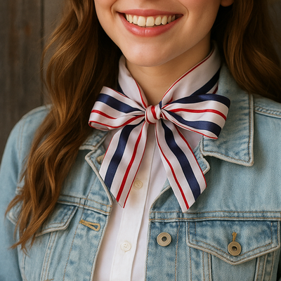 Red, White and Blue Stripes Western Skinny Mini Wild Rag Scarf