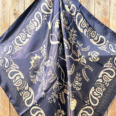 35X35" Blue and Cream Paisley Wild Rag/Scarf WR433