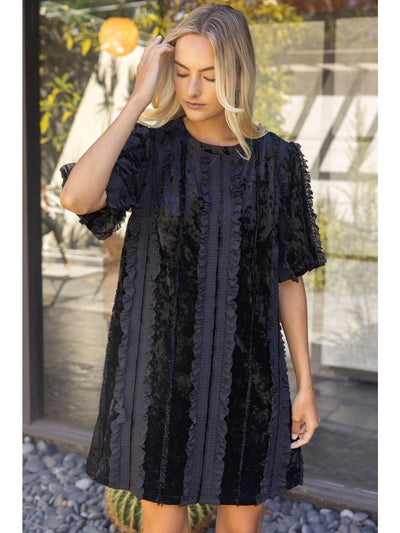 Ruffle Lace Overlay Dress