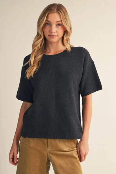 Caitlin Charcoal Comfy Sweater Top