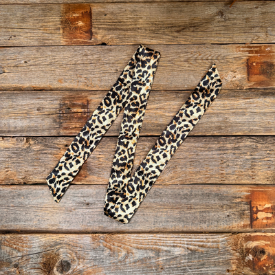 Tan Animal Print Skinny Mini Wild Rag Scarf / Cowgirl Necktie