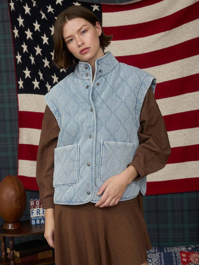 Quilted Denim Vest