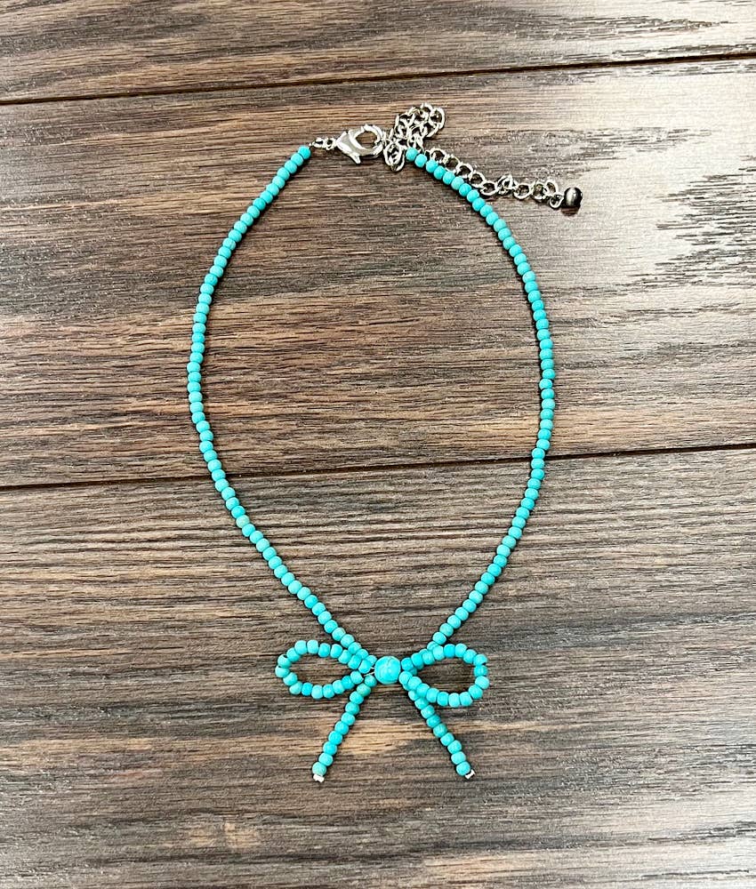 Riley Fashion Color Bow Necklace - 14"