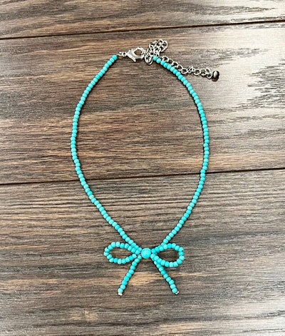 Riley Fashion Color Bow Necklace - 14"