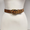 Leopard Hair on Hide Leather Belt with Silver Buckle