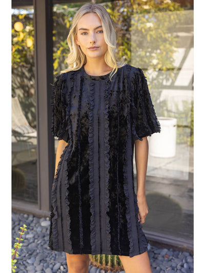 Ruffle Lace Overlay Dress