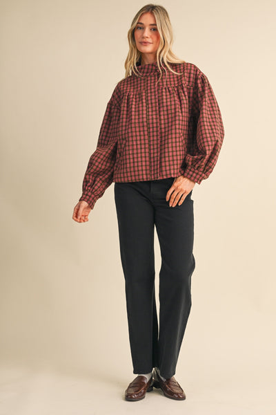 Plaid Bubble Hem Jacket