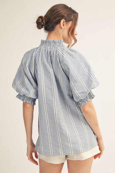 Janice Ruffle Detail Stripe Top
