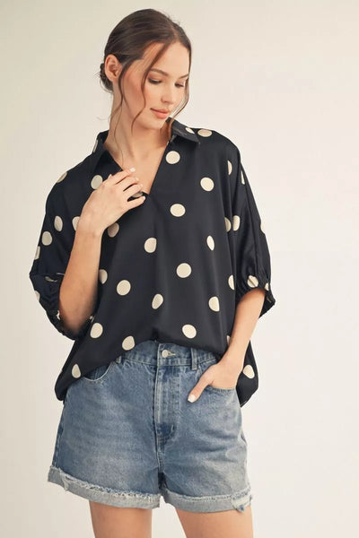 Dotty Satin Blouse