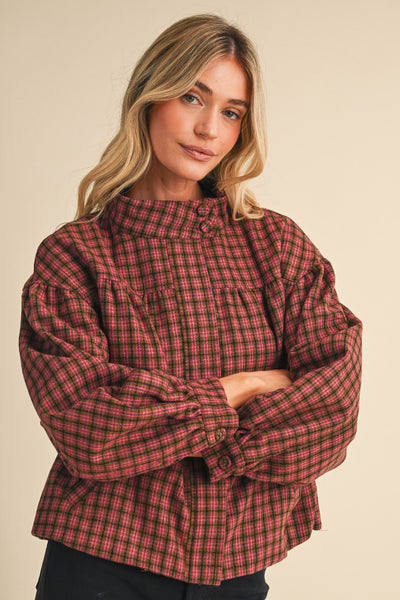Plaid Bubble Hem Jacket