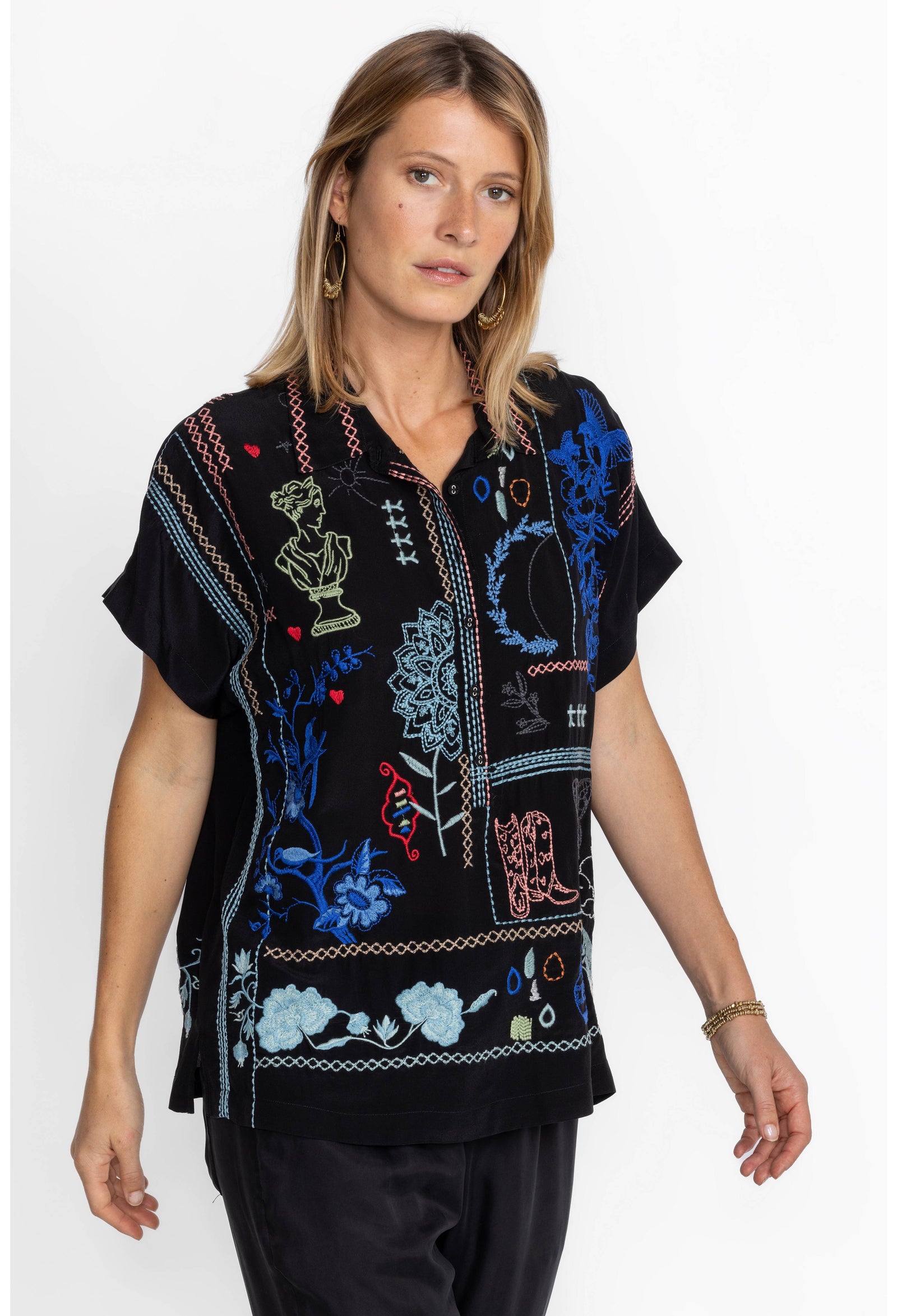 Johnny Was Black Nahmad Blouse