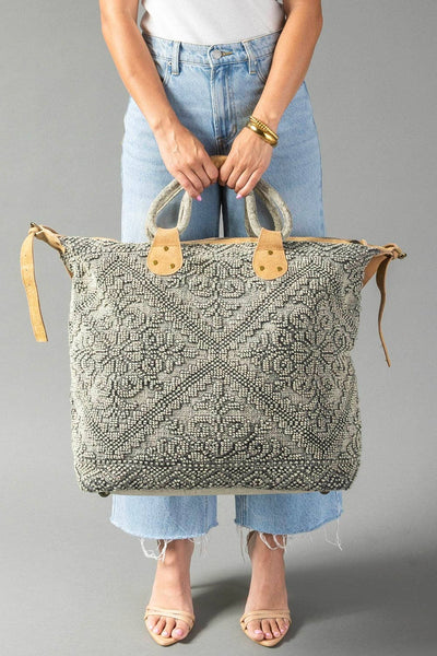 Gray Vintage Inspired Textured Tote