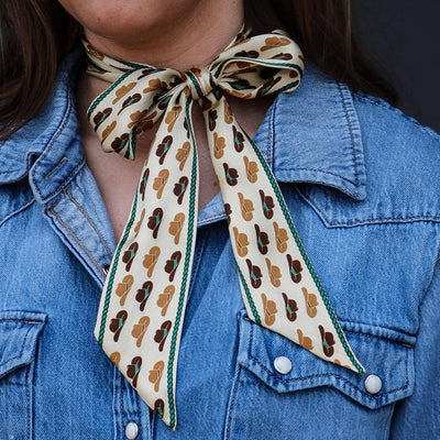 Western 100% Silk Twilly Ribbon Scarves