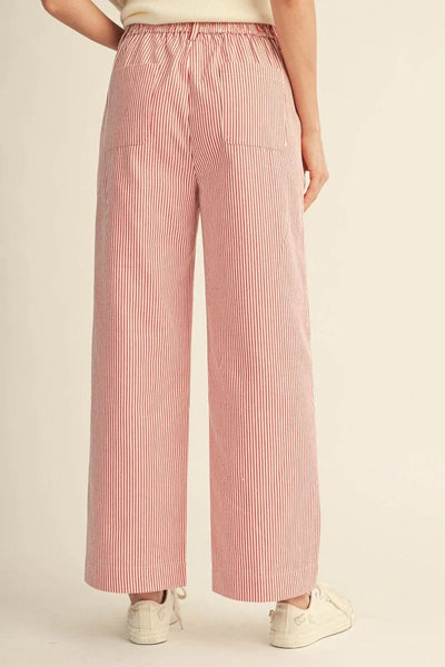 Green or Red Wide Leg Pinstriped Pants