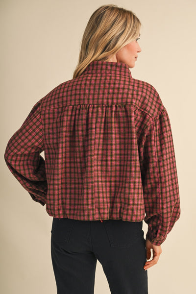Plaid Bubble Hem Jacket
