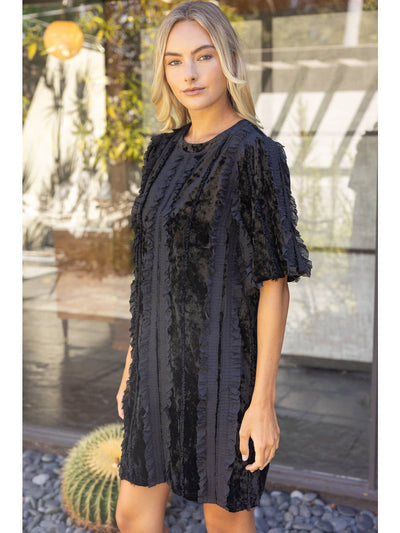 Ruffle Lace Overlay Dress