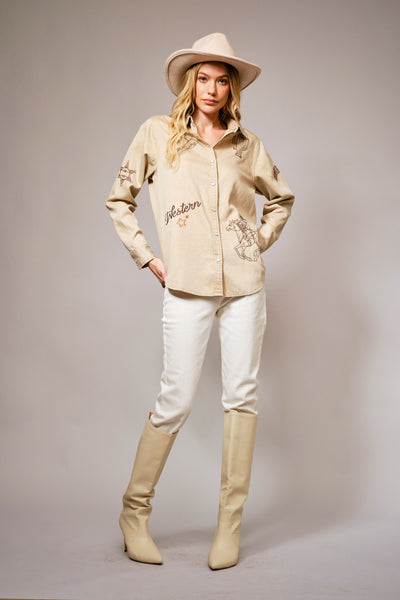 Taylor Western Embroidered Snap Button Shirt