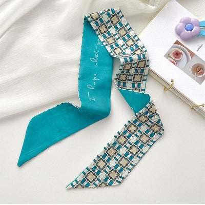 BLUE TIE BAG SOUVENIR RIBBON SCARF_CWASC0716