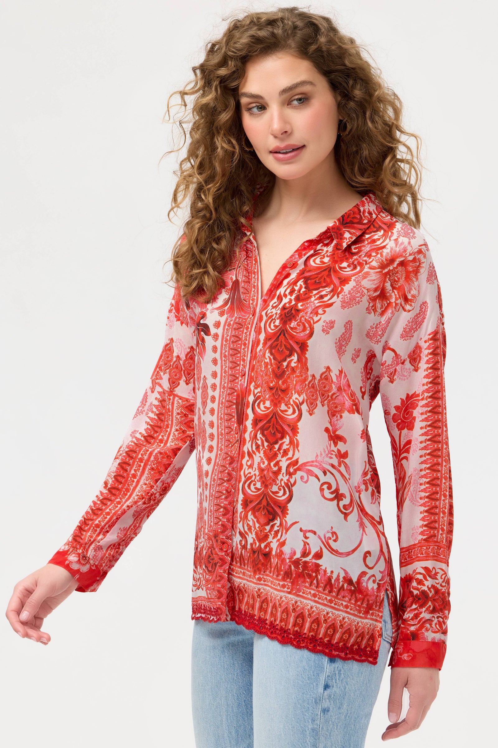 Johnny Was Audrey Audrey Button Up Shirt - Diantha Scarf