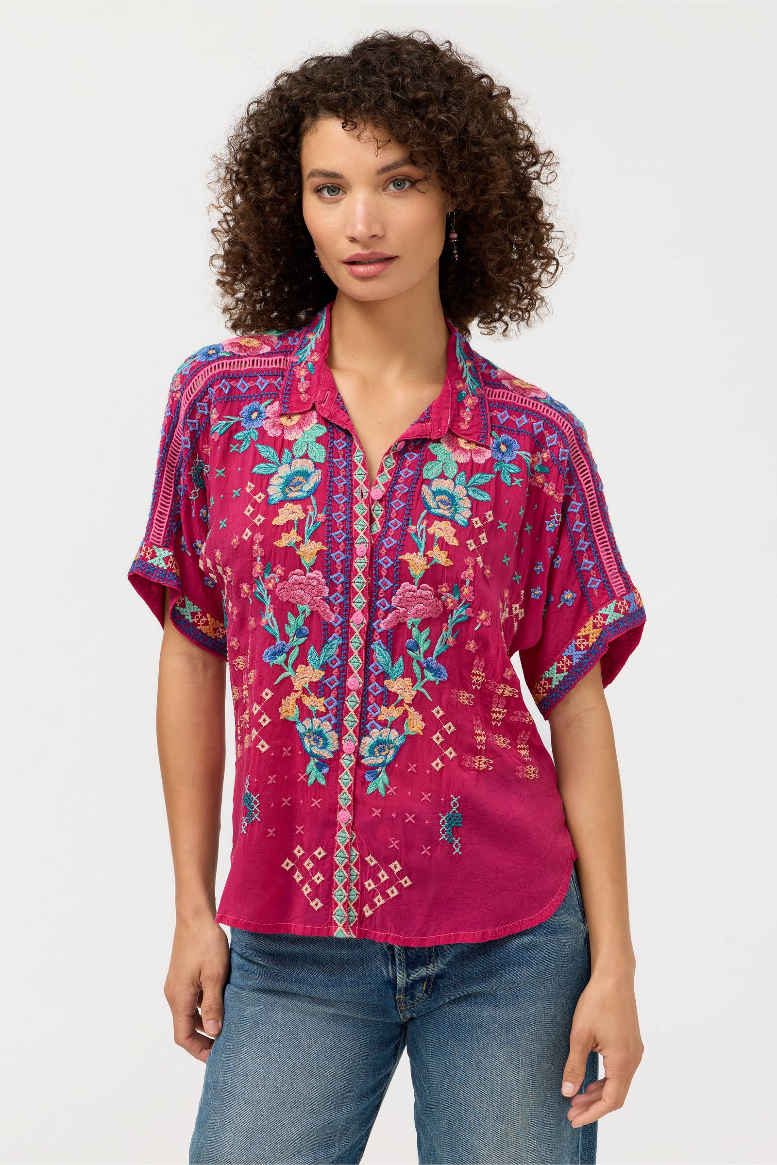 Johnny Was Audrey Short Sleeve Shirt - Lunes