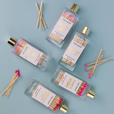 Make A Wish Matches - Glass Bottle Matchsticks - Bright Pink
