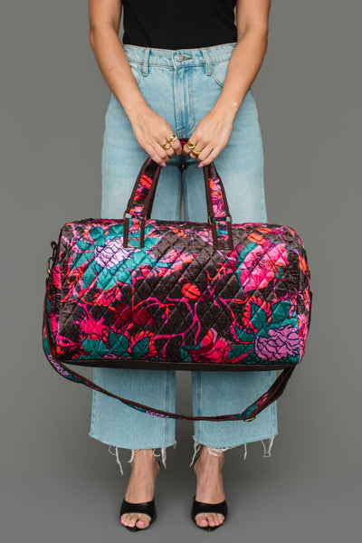 Dk. Brown & Multicolored Floral Duffel