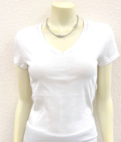 Knox Varied Bright Fashion Silver Bead Necklace - 15"