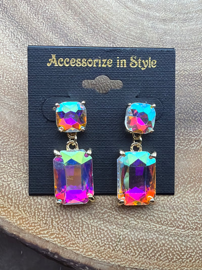 Grainger Square Rectangle Rhinestone Earrings