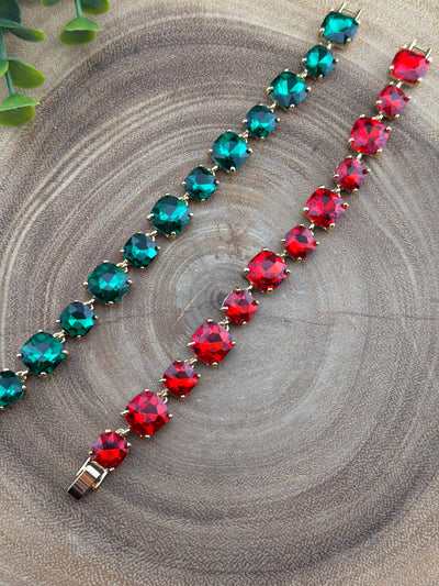 Perry Fashion Assorted Gold Cushion Cut Rhinestone Bracelets