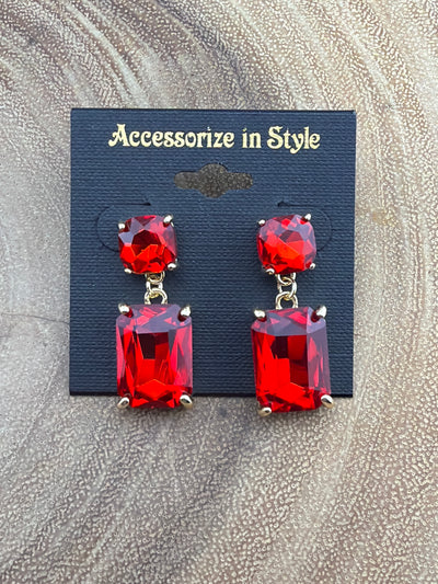 Grainger Square Rectangle Rhinestone Earrings